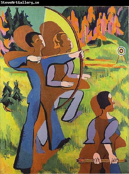 Ernst Ludwig Kirchner Archers - Oil on Carvan - 195 - 150 cm - Kirchner Museum Davos